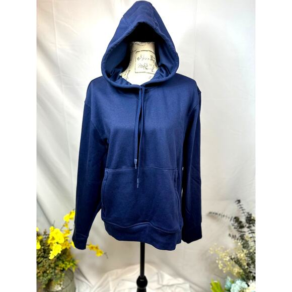 Unisex All in Motion Drawstring Hood Kangaroo Pouch Zip Up Hoodie Blue L - Picture 3 of 9